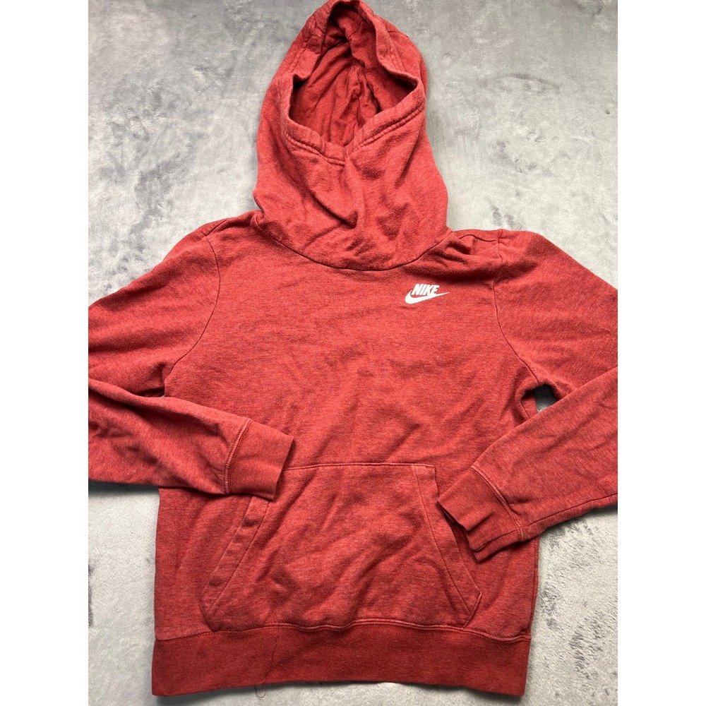 Nike Sportswear Red Heathered Funnel Neck Fleece Hoodie XS Pullover Sweatshirt